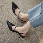 Cori Crocodile Embossed Leather Slingback Sculptural Heels NEW GEW